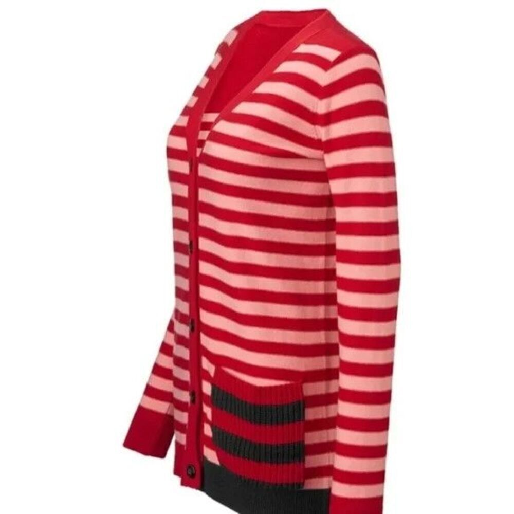 Cabi # 5446 "Picnic Cardigan" Red Stripe Button-Down Cardigan Long Slv Sweater M - Picture 6 of 11